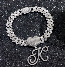 Load image into Gallery viewer, ICED HEART INITIAL ANKLET
