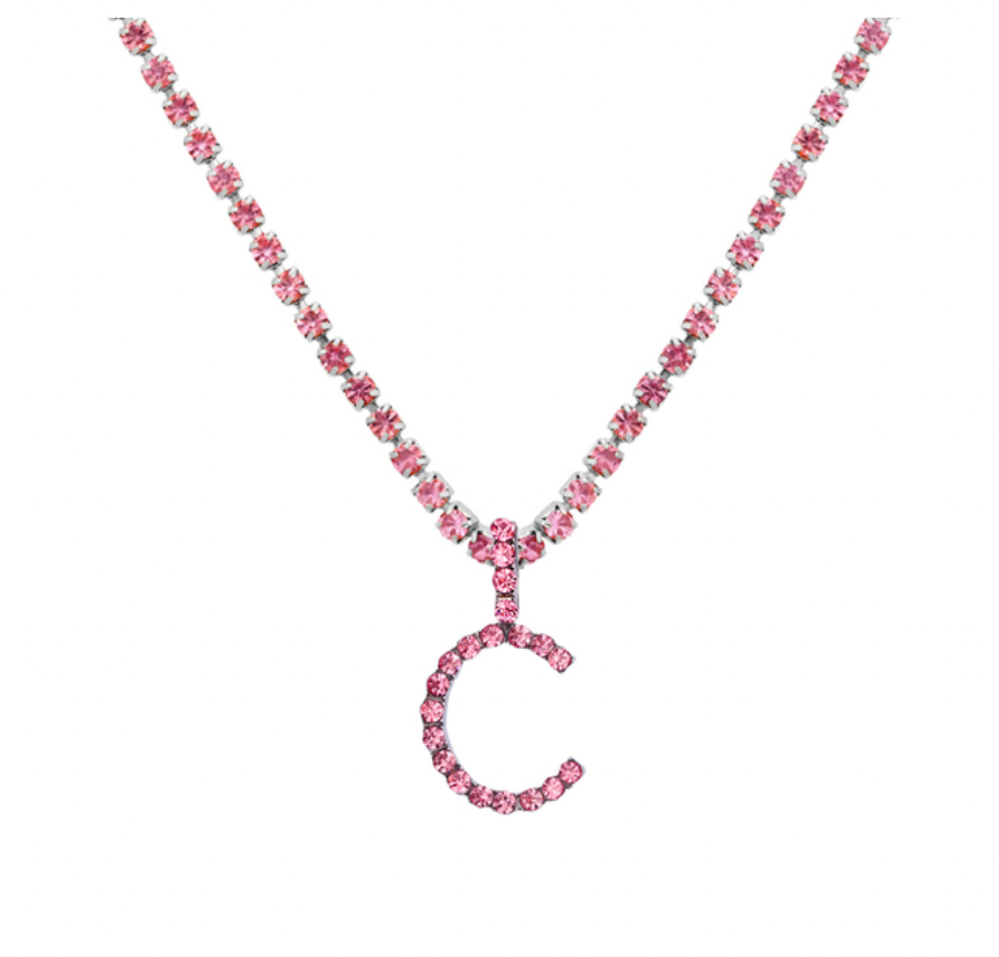 PINK INITIAL NECKLACE